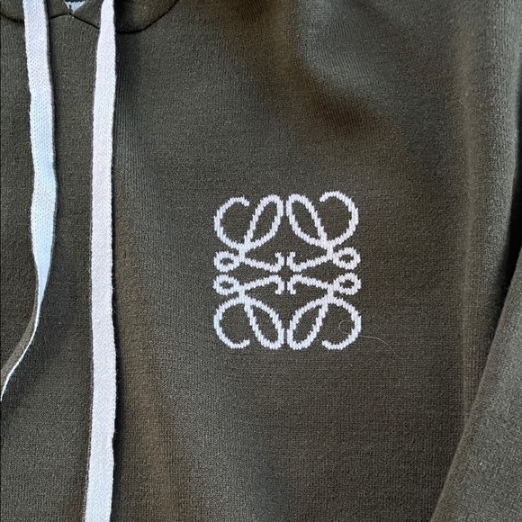 Loewe Anagram Embroidered Wool Hoodie in dark green. - Picture 2 of 4
